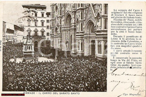 Cartolina originale da collezione 1911 FIRENZE Lo scoppio del CARRO del Sabato Santo FP 1