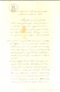 Documento originale, autentico 1868 LODI Lite tra fratelli BOCCADORO ed Ercole TARENZI per impianto irriguo 1