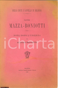 Documento originale, autentico 1897 BOLOGNA Guelfo BONIOTTI minorato frodato da MAZZA 1
