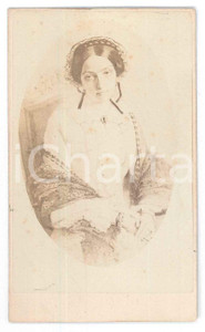Fotografia d epoca originale 1870 ca ARTE Giovane donna con scialle  Ritratto  Foto di quadro CDV 1