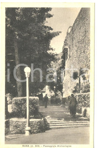 Cartolina originale da collezione 1933 SUSA TO Passeggiata Archeologica Cartolina ANIMATA FP VG 1
