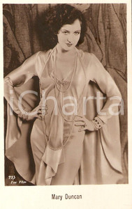 Cartolina originale da collezione 1930 ca CINEMA Actress Mary DUNCAN portrait with pearl necklace Cartolina FP NV 1