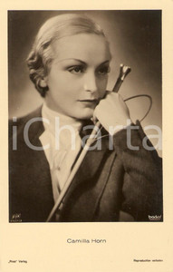 Cartolina originale da collezione 1930 ca CINEMA Attrice Camilla HORN con frustino da equitazione *Cartolina FP NV 1