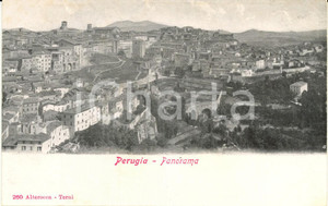 Cartolina originale da collezione 1900 ca PERUGIA Veduta panoramica della cittÃ  dall alto Cartolina postale FP NV 1