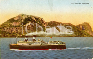 Cartolina originale da collezione 1920 ca GENOVA Nave GIULIO CESARE in viaggio verso il porto *Cartolina FP NV 1