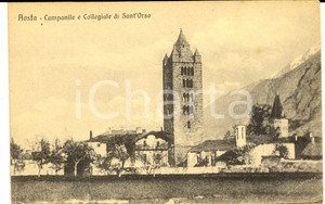 Cartolina originale da collezione 1920 ca AOSTA Campanile e Collegiale di SANT ORSO Cartolina postale FP NV 1