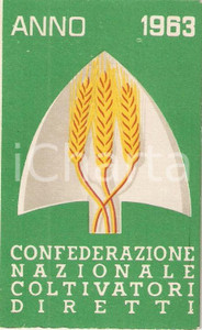 Oggetto da collezione cartaceo 1963 FOGLIZZO TO Tessera Confederazione Nazionale COLTIVATORI DIRETTI 1
