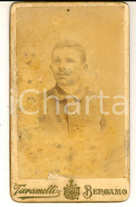 Fotografia d epoca originale 1890 ca BERGAMO REGIO ESERCITO Ritratto di ufficiale Foto A. TARAMELLI 1