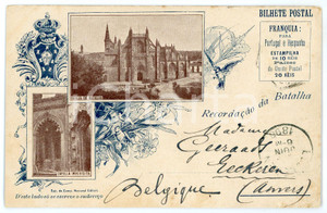 1896 BATALHA (PORTUGAL) Igreja - Capella Imperfeita - RARE illustrated postcard  Cartolina postale d'epoca, viaggiata.CONDIZIONI: P (piegature angolari con piccole sbrecciature)FORMATO: FP    originale e autentica 1