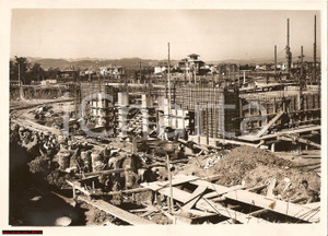 Fotografia d epoca originale 1939 TIRANA ALBANIA Costruzione Palazzo DEL LITTORIO 1
