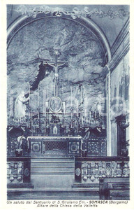 Cartolina originale da collezione 1935 ca SOMASCA BG Chiesa della VALLETTA nel santuario SAN GIROLAMO EMILIANI 1