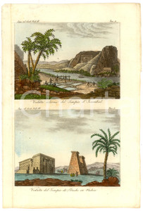 Stampa, bozzetto originale 1837 EGYPT NUBIA Templi di IBSAMBUL e di DACHE RARA 1