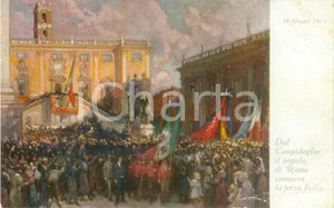 Cartolina originale da collezione 1916 PROPAGANDA WW1 Dal CAMPIDOGLIO si consacra la Terza Italia DANNEGGIATO 1