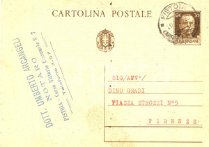 Autografo originale 1935 PISTOIA Notaio Umberto ARCANGELI all'avv. Dino GRADI *Autografo FG VG 1
