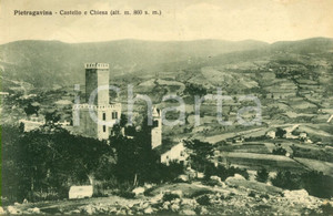 Cartolina originale da collezione 1936 VARZI PV Il Castello e la chiesa a PIETRAGAVINA Cartolina postale FP VG 1