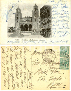 Autografo originale 1913 CEFALU  PA Cattedrale SAN SALVATORE Cartolina a Paul VAN HISSENHOVEN 1