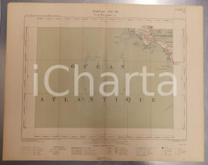Stampa, bozzetto originale 1879 PARIS Atlas dÃ©partement de la VENDEE   Carte de l ILE DE NOIRMOUTIER SUD 1