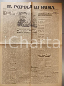 Giornale, rivista storica 1943 WW2  IL POPOLO DI ROMA Operazioni e bombardamenti in Sicilia Giornale 1