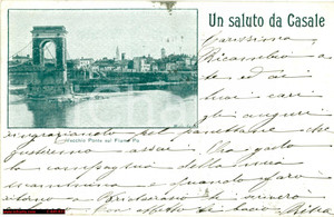 Cartolina originale da collezione 1920 circa CASALE MONFERRATO (AL) L'antico ponte sul PO 1