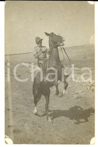 Fotografia d'epoca originale 1936 AOI TEMBIN Militare coloniale imita TOM MIX a dorso d'asino *Foto CURIOSA 1