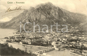 Cartolina originale da collezione 1910 LECCO Panorama della cittÃ  e del Lago di COMO Cartolina FP VG 1