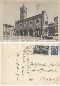 Cartolina originale da collezione 1948 MONZA STORIA POSTALE Cartolina Arengario  1 Lira POSTA AEREA + Lire 5 1