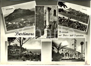 Cartolina originale da collezione 1950 ca BERTINORO FC Vedutine con Colonna dell OSPITALITA  Cartolina FG NV 1