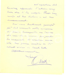 Autografo originale 1953 CARIOLA VR Archeologo Carlo ANTI  Lettera di condoglianze autografa 1