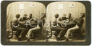 1901 USA POKER A Straight Flush and Cards to Spare - Stereoview H. C. WHITE Fotografia stereoscopica d'epoca, su cartoncino rigido.EDITORE: H. C. White, USA FORMATO: 18x9 cmCONDIZIONI: G     originale e autentica 1