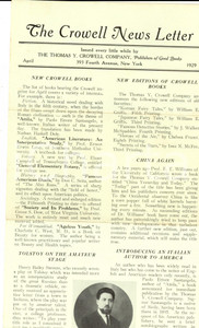 Materiale pubblicitario d’epoca April 1929 THE CROWELL Newsletter  Attila by SANTANGELO Publishers 1