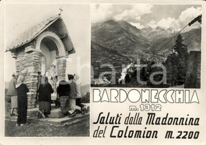 Cartolina originale da collezione 1961 BARDONECCHIA (TO) Vedutine paese e MADONNINA del COLOMION *ANIMATA FG VG 1