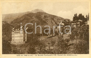 Cartolina originale da collezione 1932 VIU  TO Veduta scuole comunali e monte CIVRARI Cartolina postale FP VG 1