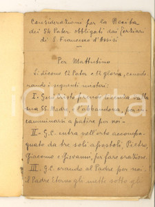 Manoscritto, lettera originale 1900 ca ROMA Considerazioni recita 54 Pater obbligati dai Terziari Manoscritto 1