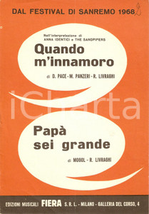 Oggetto da collezione cartaceo 1968 FESTIVAL SANREMO Anna IDENTICI Quando m innamoro MOGOL PapÃ  sei grande 1