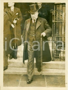Fotografia d epoca originale 1937 LONDON WESTMINSTER Stanley BALDWIN dopo servizio funebre Austen CHAMBERLAIN 1