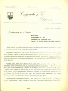 Materiale pubblicitario d’epoca 1935 LEGNANO (MI) Costruzioni meccaniche CRUGNOLA & C. caldaie apparecchi nafta 1