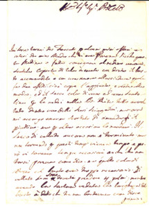 Manoscritto, lettera originale 1771 ROMA Nicola PELLEGRINI su un acquisto di velluto Lettera 1