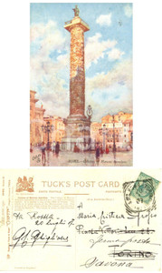 Autografo originale 1907 ROMA Colonna di Marco Aurelio *Cartolina Gian Carlo GHIGLIONE FP VG 1