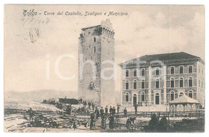 1908 ENEGO (VI) Torre del Castello, Scaligeri e Municipio  *Cartolina ANIMATA