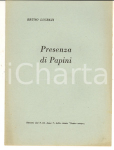 Libro, pubblicazione d epoca 1950 ca Bruno LUCREZI Presenza di Papini Estratto da Nostro tempo 1