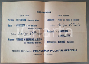 Materiale pubblicitario d’epoca 1937 MILANO Conservatorio - Concerto del violinista Arrigo PELLICCIA - Programma 1