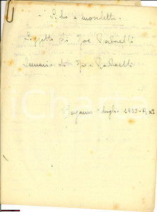 Autografo originale 1933 BERGAMO Libro e moschetto Giuseppe RADAELLI Manoscritto inedito AUTOGRAFO 1