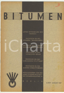 Giornale, rivista storica 1937 BERLIN BITUMEN Zehn Jahre Strassenbau in Freiburg Rivista anno 7 n° 6 1