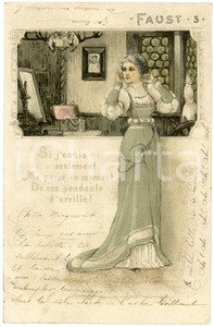 1902 OPERA "Faust" "Si j'osais seulement" - Embossed postcard n. 3  Cartolina postale d'epoca, a rilievo, viaggiata. GOOD/buono  Formato: 9x14 cm originale e autentica 1