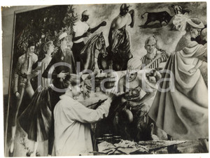 1954 GLASGOW College of Art - Ellen BRENNER working on her "Spanish mural"