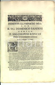 Documento originale, autentico 1684 FIRENZE Giovanni Battista BANDENI orfano recupera eredità di famiglia 1