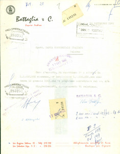 Documento originale, autentico 1962 PALERMO Esquire Fashion BATTAGLIA & C. Lettera commerciale 1