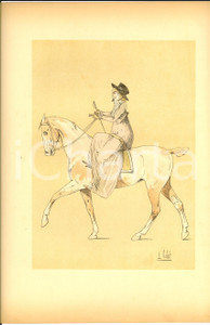 Stampa, bozzetto originale 1890 L. VALLET Le chic Ã  cheval - An VIII - RÃ©volution *Lithographie 25x33 1