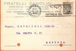 Cartolina originale da collezione 1928 BRESCIA Fratelli ZANOLINI Cicli Nichelatura *Cartolina commerciale FP VG 1