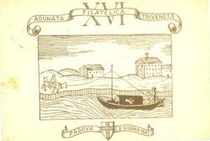 Cartolina originale da collezione 1947 PADOVA XVI Adunata Filatelica Triveneta Cartolina FG timbro primo giorno 1